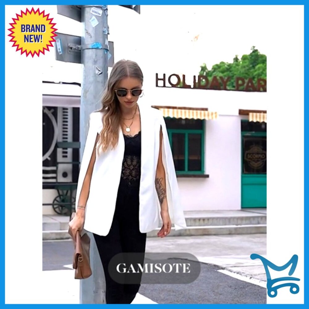 Split Sleeve Cape Blazer Open Front Workwear Jack… - image 6